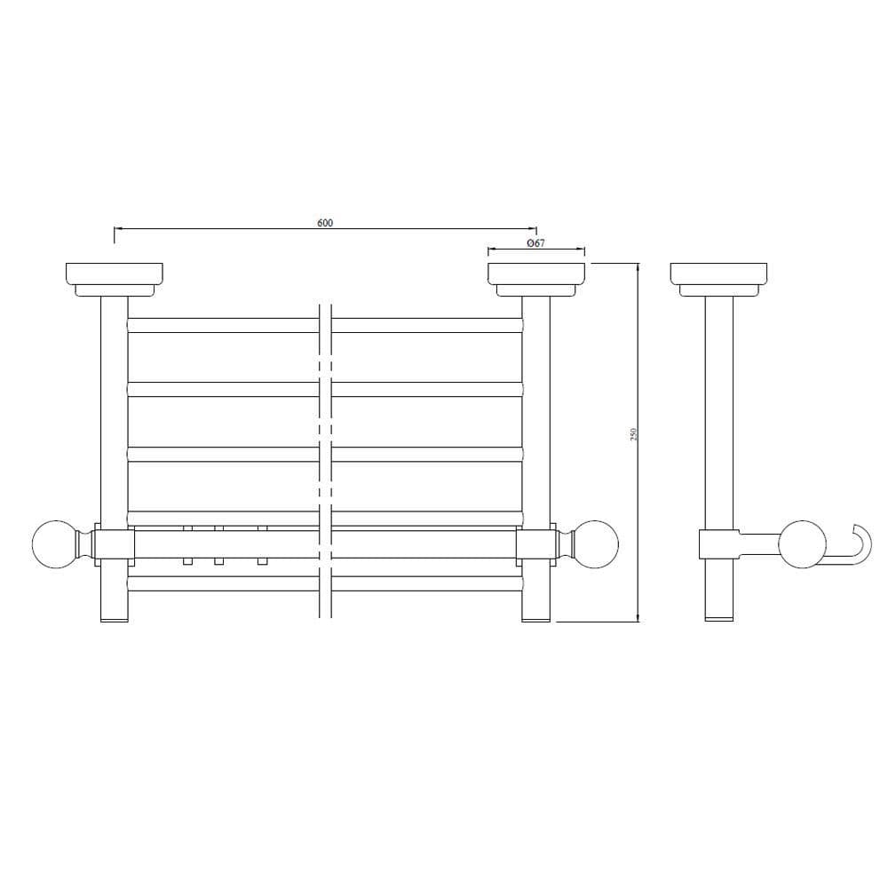 Jaquar Towel Rack 600mm long with Lower Hangers Queen's series AQN-ABR-7781 Antique Bronze - image 2