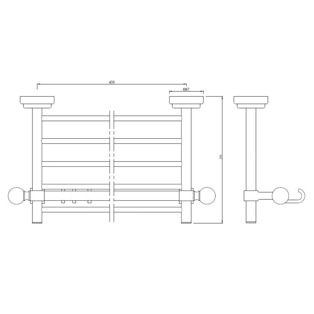 Jaquar Towel Rack 450mm long with Lower Hangers Queen's series AQN-ABR-7781B Antique Bronze - image 2