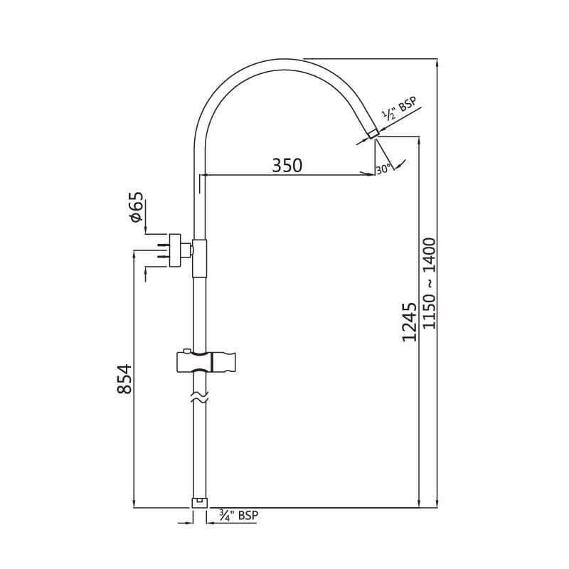 Jaquar Exposed Shower Pipe Shower Accessories series SHA-BLM-1213 Black Matt - image 2
