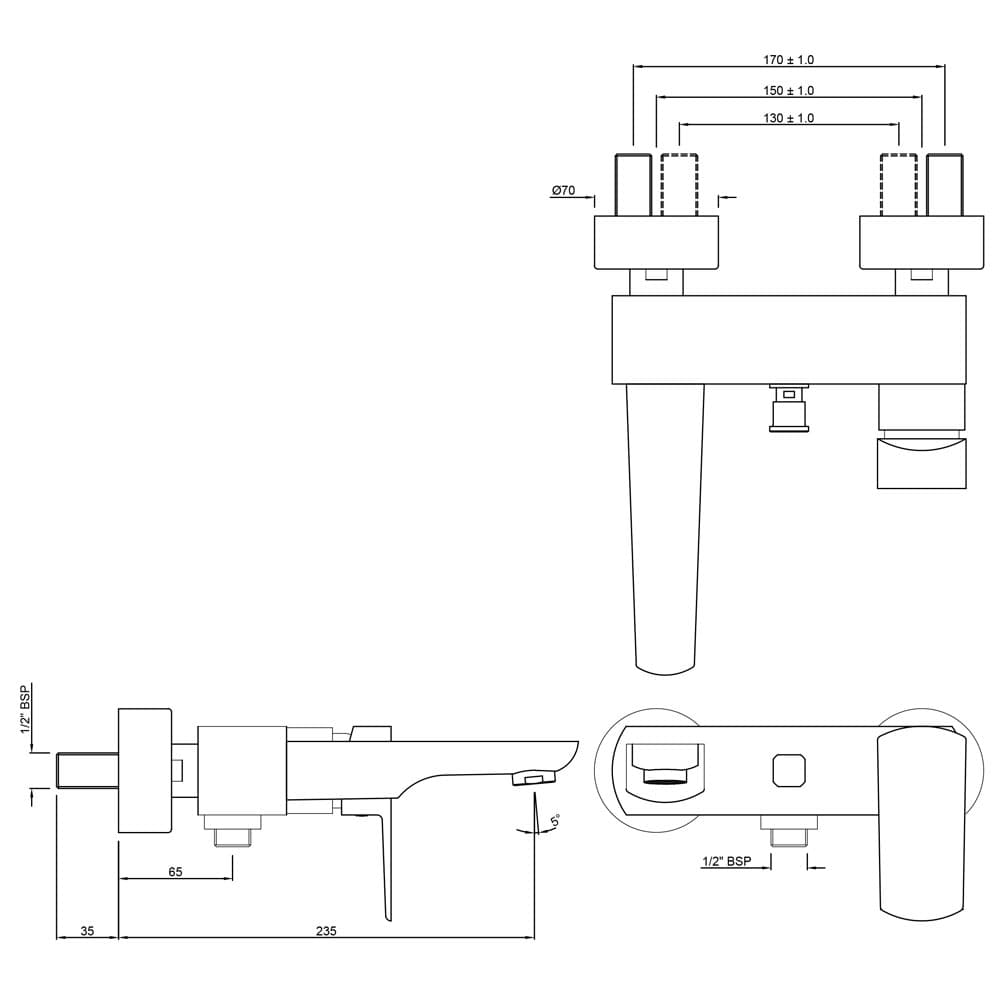 Jaquar Single Lever Wall Mixer Kubix Prime series KUP-BGP-35119PM Standard - image 2