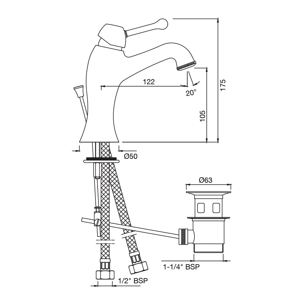 Jaquar Single Lever Basin Mixer with Popup Waste Queen's Prime series QQP-BLM-7051BPM Black Matt - image 2