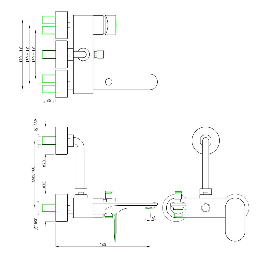 Jaquar Single Lever Wall Mixer 3-in-1 System Opal Prime series OPP-BGP-15125PM Standard - image 2