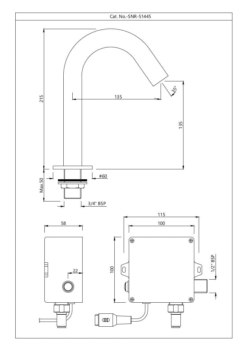 Jaquar Blush Deck Mounted Sensor faucet Blush Sensors series SNR-BLM-51445 Black Matt - image 2