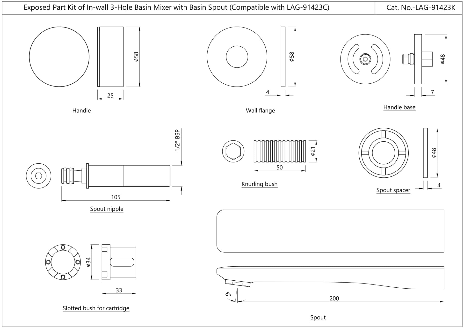 Jaquar Exposed Part Kit of Two Concealed Stop Cocks Laguna Faucets series LAG-BGP-91423K Standard - image 2