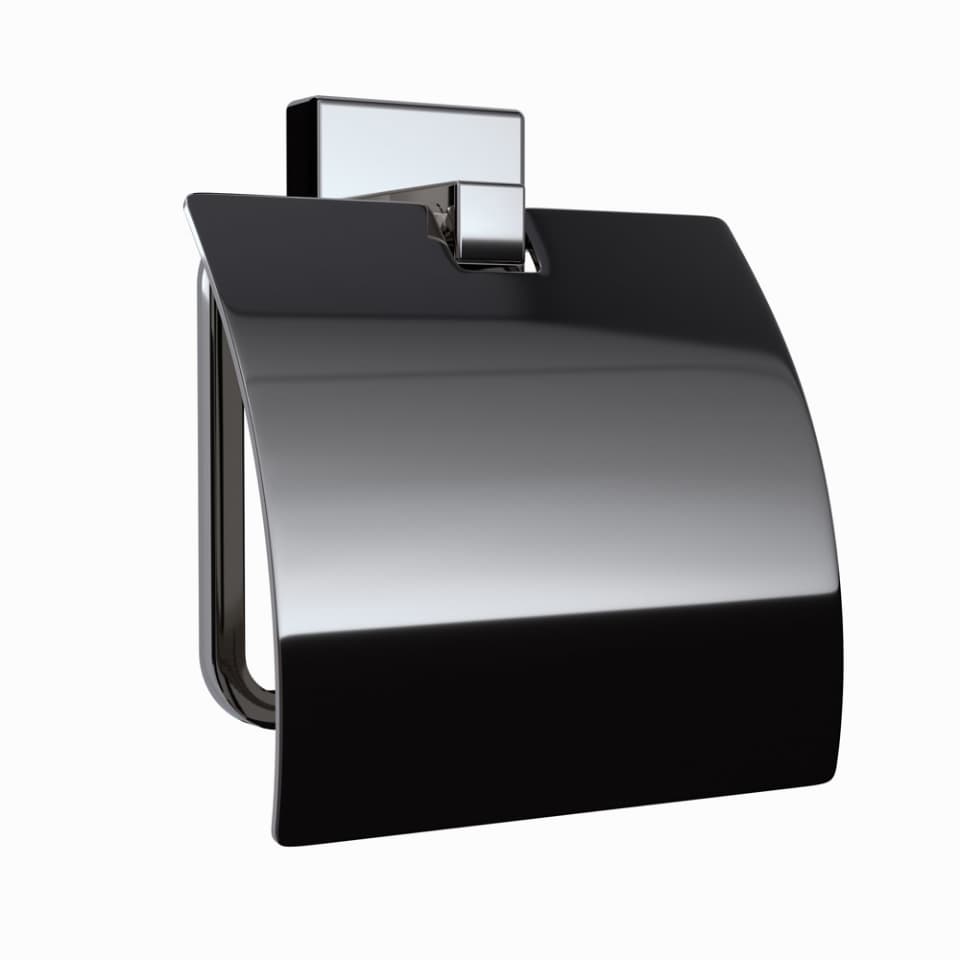 Jaquar Toilet Roll Holder with Stainless Steel Flap Kubix Prime Bathroom Accessories series AKP-BCH-35753PS Black Chrome - image 1
