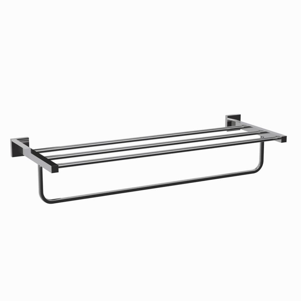 Jaquar Towel Rack 600mm long with Lower Hangers Kubix Prime Bathroom Accessories series AKP-BCH-35781PS Black Chrome - image 1