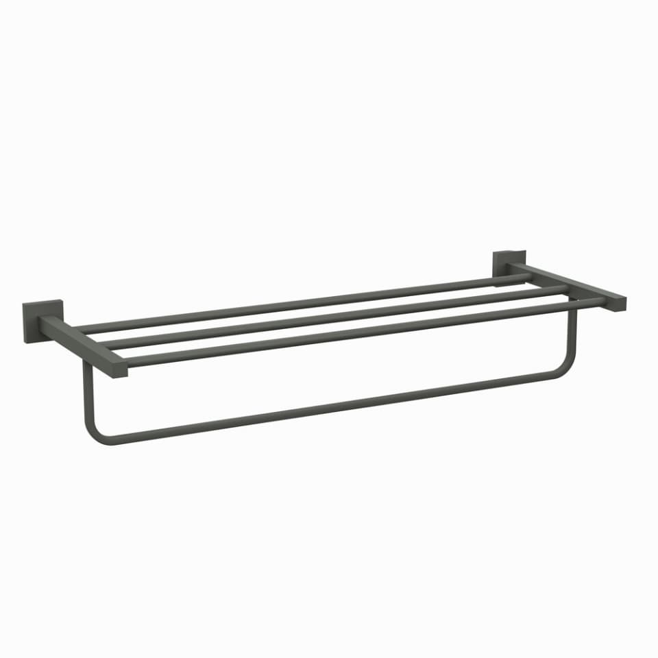 Jaquar Towel Rack 600mm long with Lower Hangers Kubix Prime Bathroom Accessories series AKP-GRF-35781PS Graphite - image 1