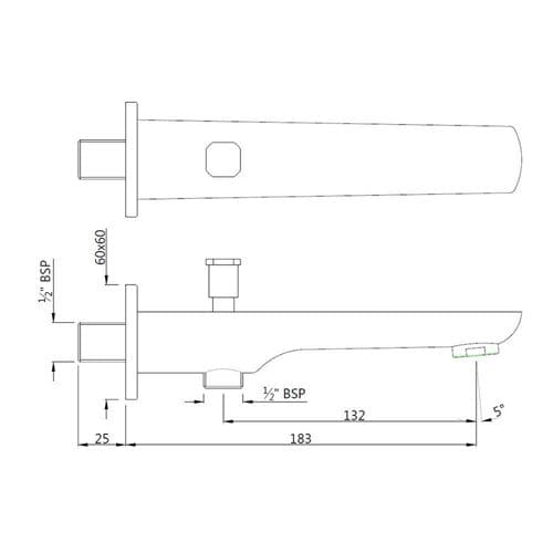 Jaquar Kubix Prime Bath Tub Spout Bathtub Spouts series SPJ-BGP-35463PM Standard - image 2