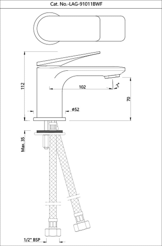 Jaquar Single Lever Basin Mixer Laguna series LAG-BLM-91011BWF Black Matt - image 2