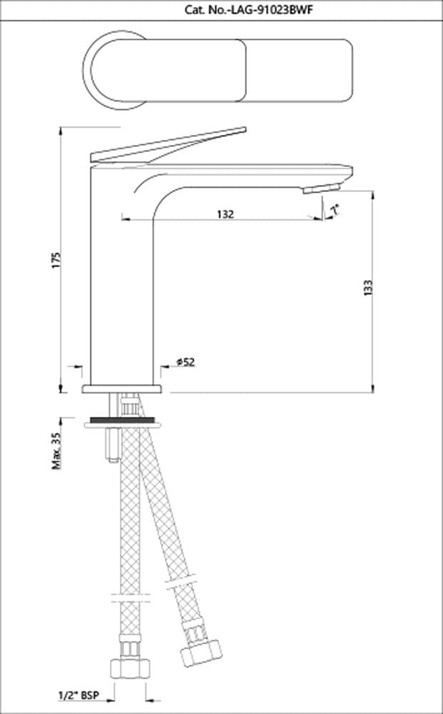 Jaquar Single Lever Extended Basin Mixer Laguna series LAG-BLM-91023BWF Black Matt - image 2