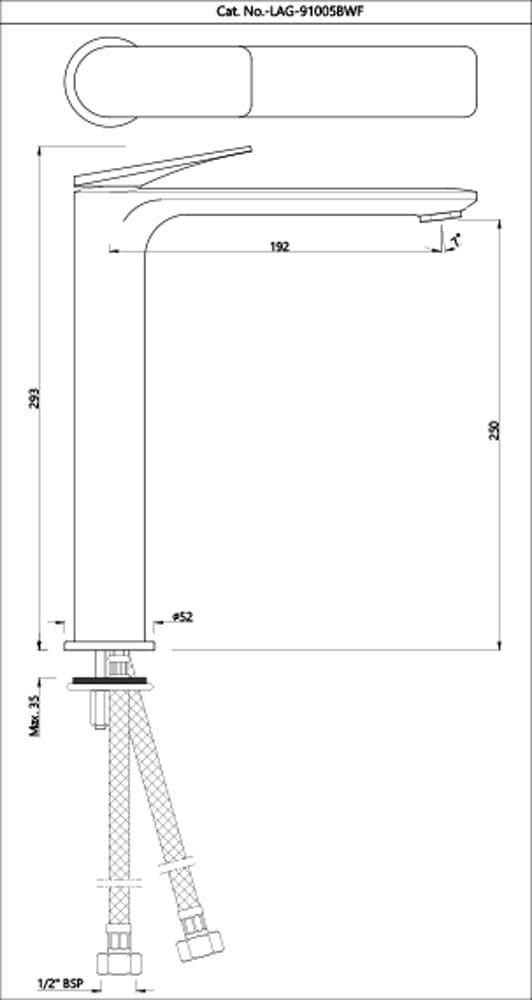 Jaquar Single Lever Tall Boy Laguna series LAG-BLM-91005BWF Black Matt - image 2