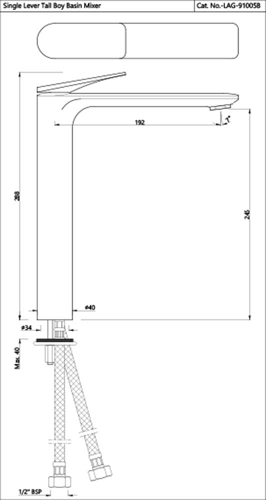 Jaquar Single Lever Tall Boy Laguna series LAG-BLM-91005B Black Matt - image 2