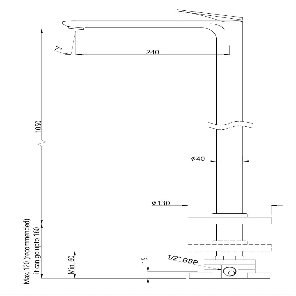 Jaquar Floor Mounted Single Lever Basin Mixer Laguna series LAG-BLM-91027 Black Matt - image 2