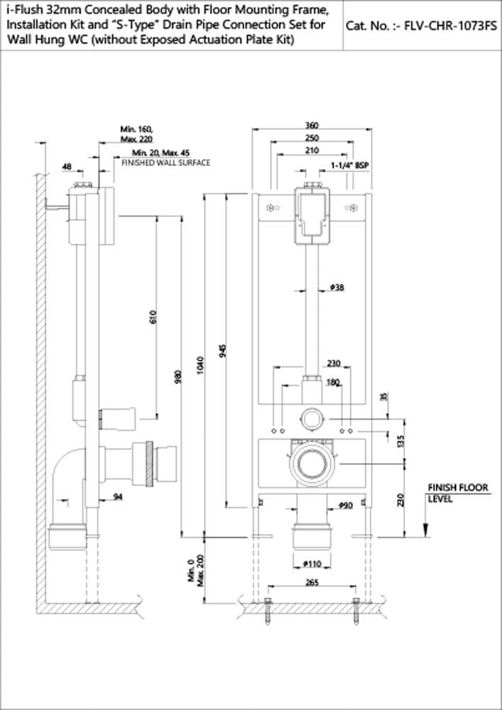 Jaquar i-Flush 32mm Concealed Body i-flush series FLV-CHR-1073FS Chrome - image 3
