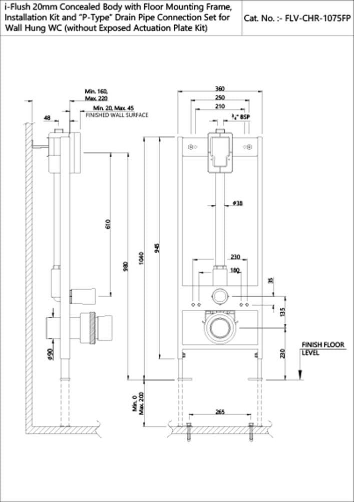 Jaquar i-Flush 20mm In-wall Concealed Body i-flush series FLV-CHR-1075FP Chrome - image 3