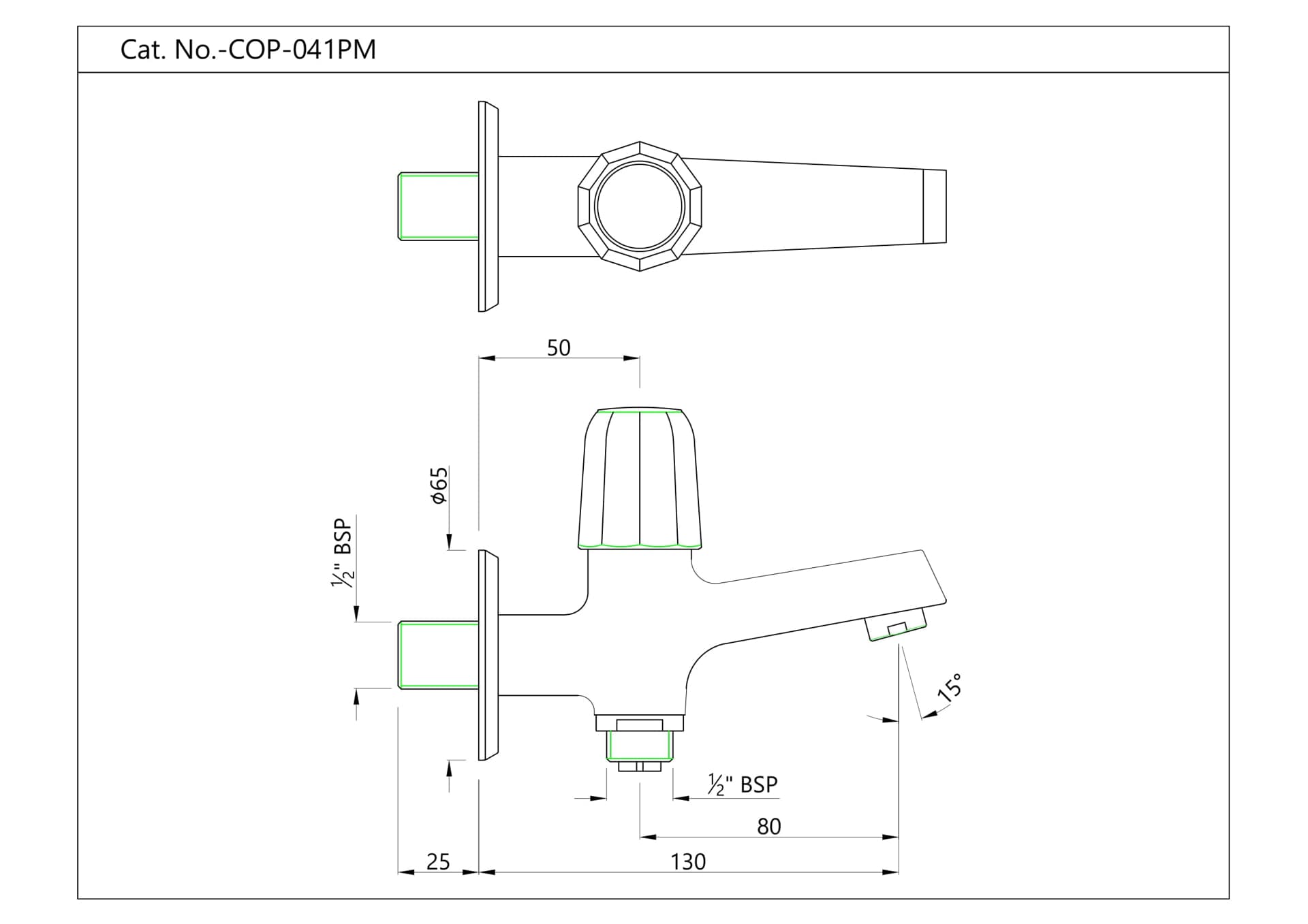Jaquar 2-way Bib Cock with Wall Flange Continental Prime series COP-CHR-041NPM Chrome - image 2