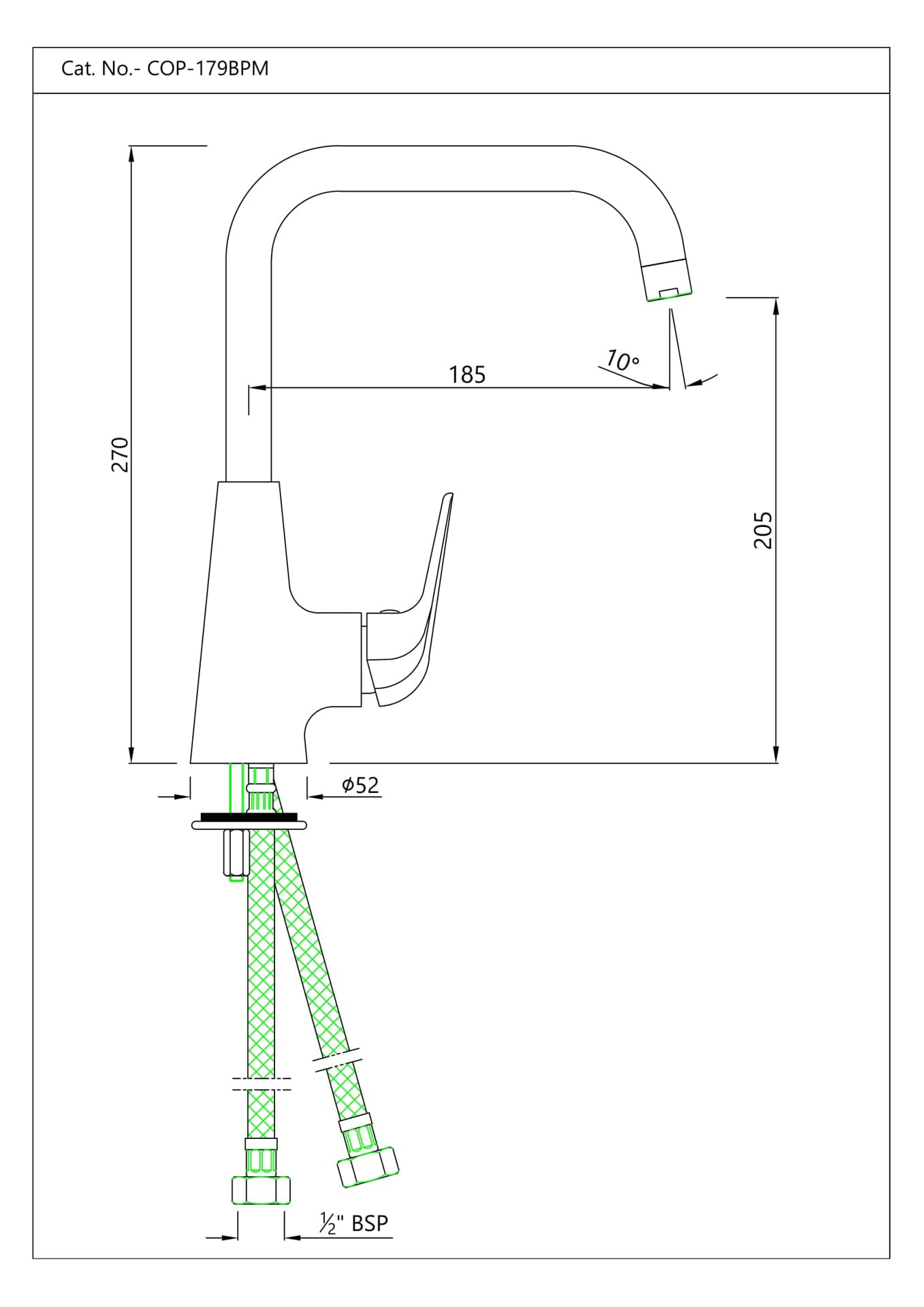 Jaquar Side Single Lever Sink Mixer Continental Prime series COP-CHR-179BPM Chrome - image 2