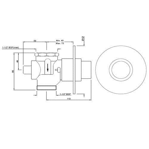 Jaquar Metropole Flush Valve Toilet Flush Valve series FLV-BCH-1093N Black Chrome - image 2