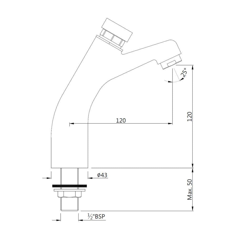Jaquar Pillar Cock Auto Closing System Pressmatic Taps series PRS-CHR-031L65 Chrome - image 2