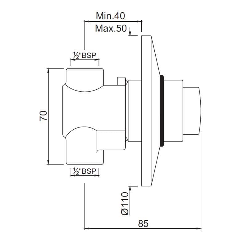 Jaquar Auto closing Concealed Urinal Flush Valve Pressmatic Taps series PRS-CHR-073 Chrome - image 2