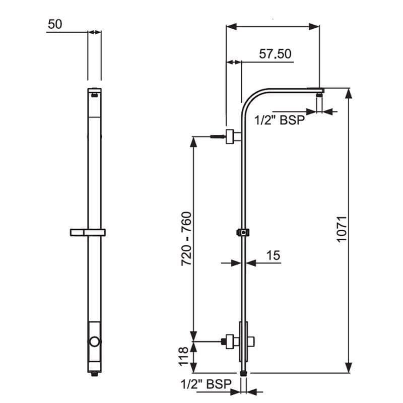 Jaquar Exposed Shower Pipe Shower Accessories series SHA-CHR-1215F Chrome - image 3
