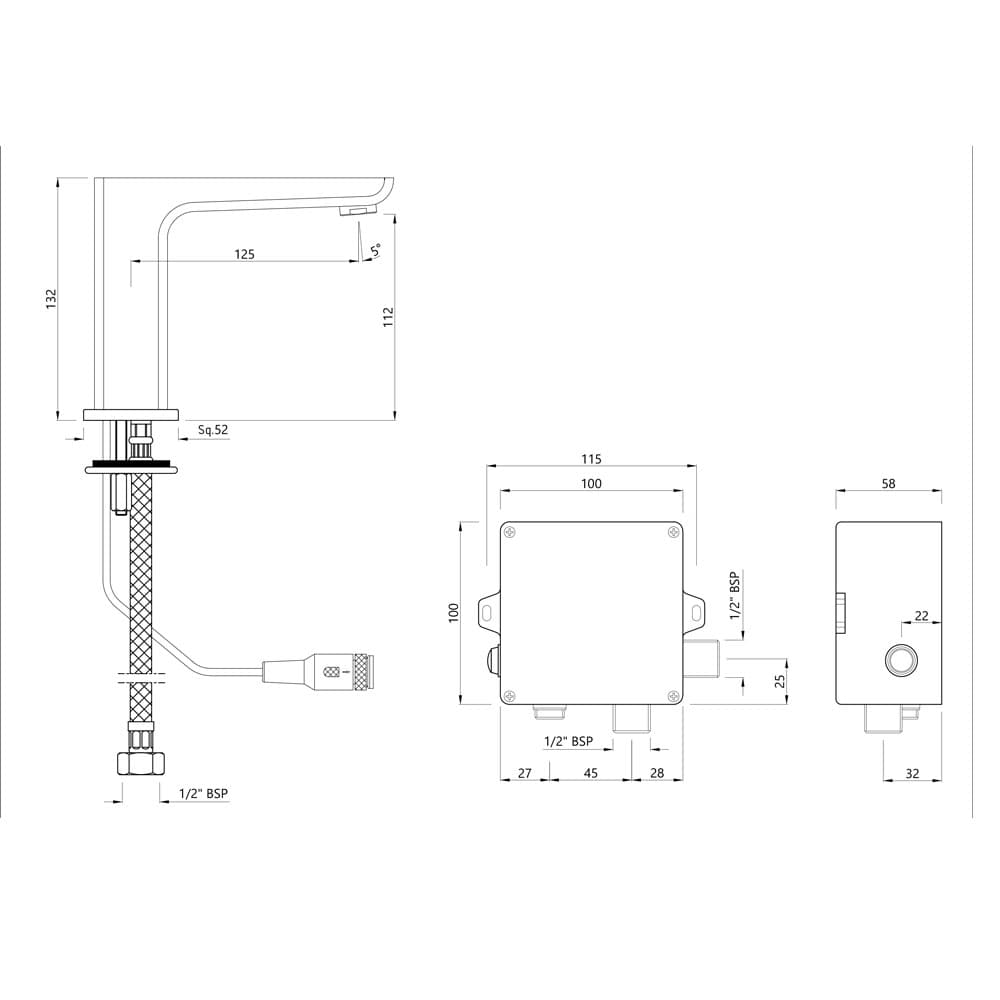 Jaquar Sensor Faucet Kubix Prime series SNR-BCH-35019PM Black Chrome - image 2