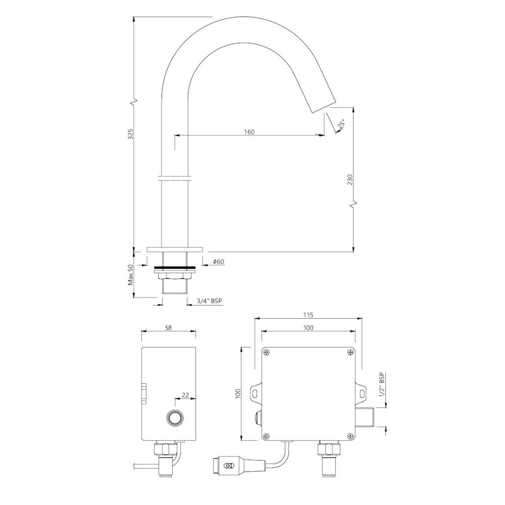 Jaquar Blush Tall Boy Deck Mounted Sensor faucet Blush Sensors series SNR-BLM-51449 Black Matt - image 2