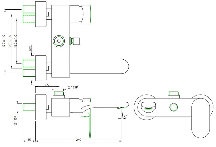 Jaquar Single Lever Bath & Shower Mixer Opal Prime series OPP-BGP-15115PM Standard - image 2
