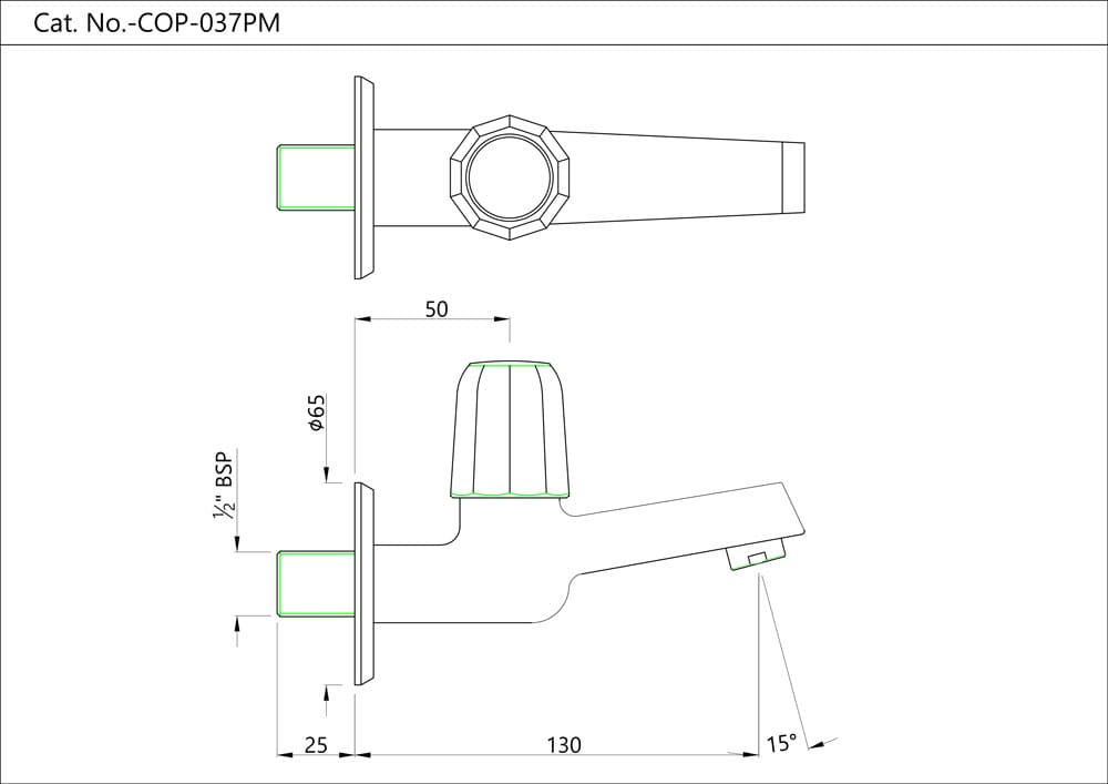 Jaquar Bib Cock with Wall Flange Continental Prime series COP-CHR-037NPM Chrome - image 2