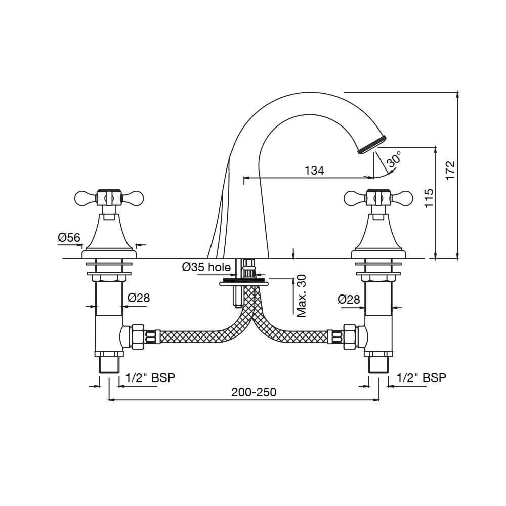 Jaquar 3-Hole Basin Mixer Queen's Prime series QQP-BCH-7189PM Black Chrome - image 2