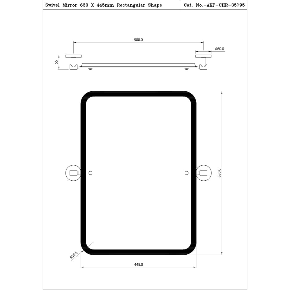 Jaquar Swivel Mirror 630 X 445mm Rectangular Shape Kubix Prime Bathroom Accessories series AKP-CHR-35795 Chrome - image 3