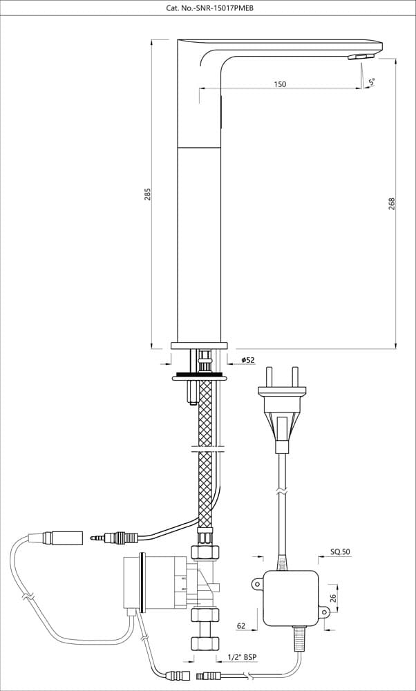 Jaquar Tall Boy Sensor Faucet Opal Prime series SNR-CHR-15017PMEB Chrome - image 2
