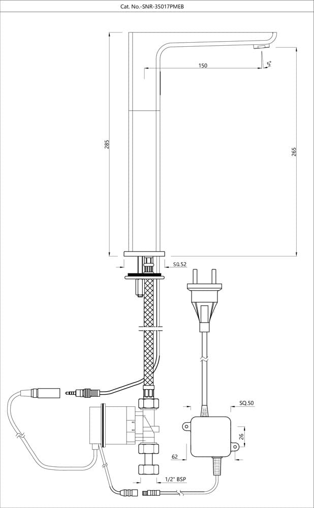 Jaquar Tall Boy Sensor Faucet Range of Sensor Faucets by Jaquar series SNR-CHR-35017PMEB Chrome - image 2