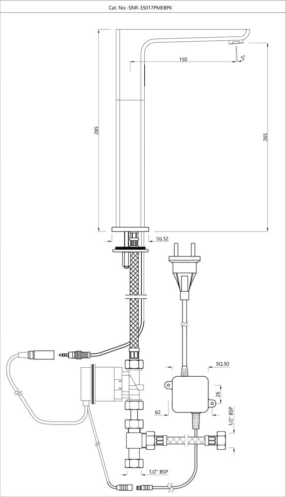 Jaquar Tall Boy Sensor Faucet Range of Sensor Faucets by Jaquar series SNR-CHR-35017PMEBPK Chrome - image 2