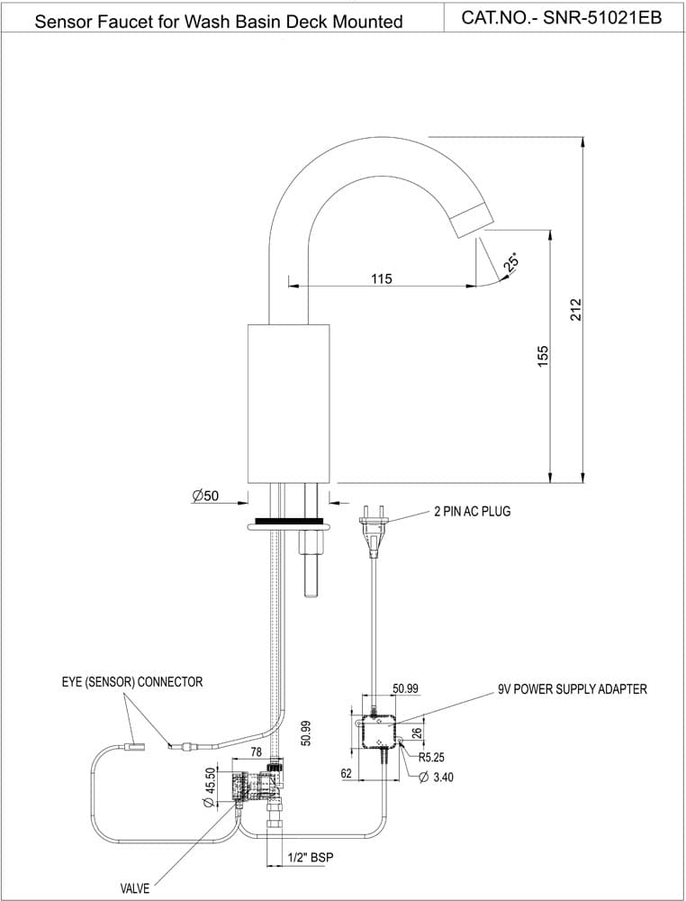 Jaquar Sensor Faucet for Wash Basin Range of Sensor Faucets by Jaquar series SNR-CHR-51021EB Chrome - image 3