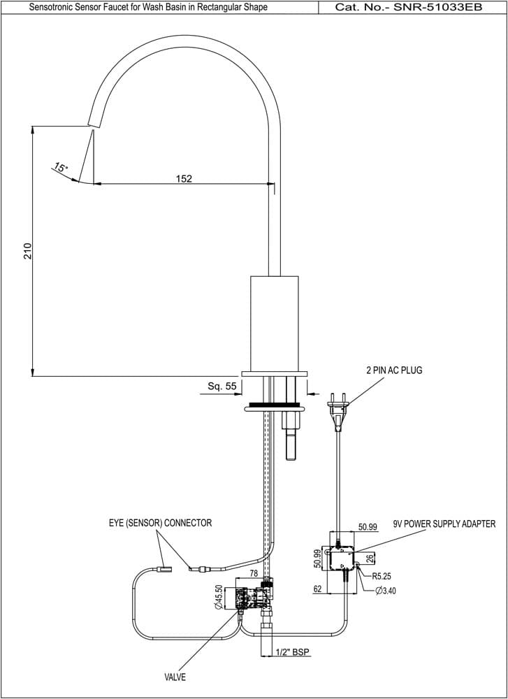 Jaquar Sensor Faucet for Wash Basin Range of Sensor Faucets by Jaquar series SNR-CHR-51033EB Chrome - image 3