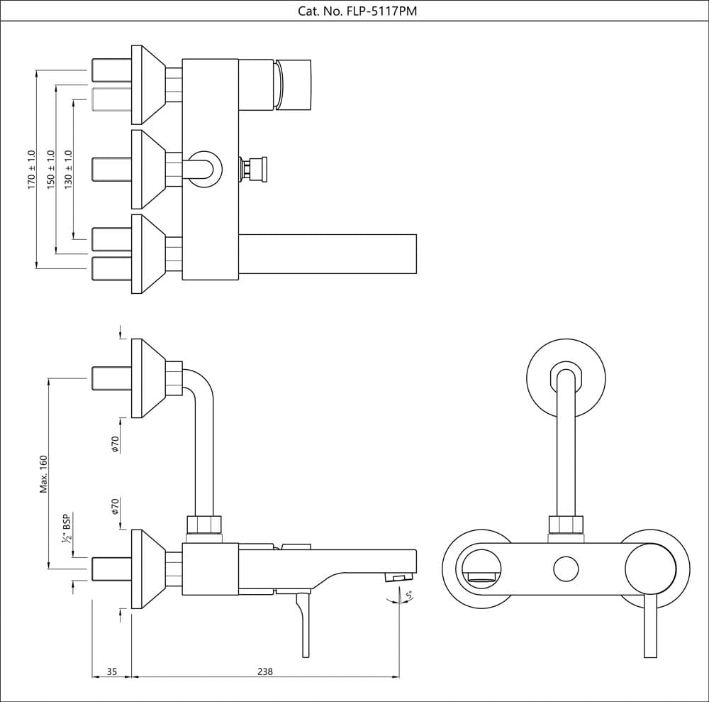 Jaquar Single Lever Wall Mixer Florentine Prime series FLP-CHR-5117PM Chrome - image 2