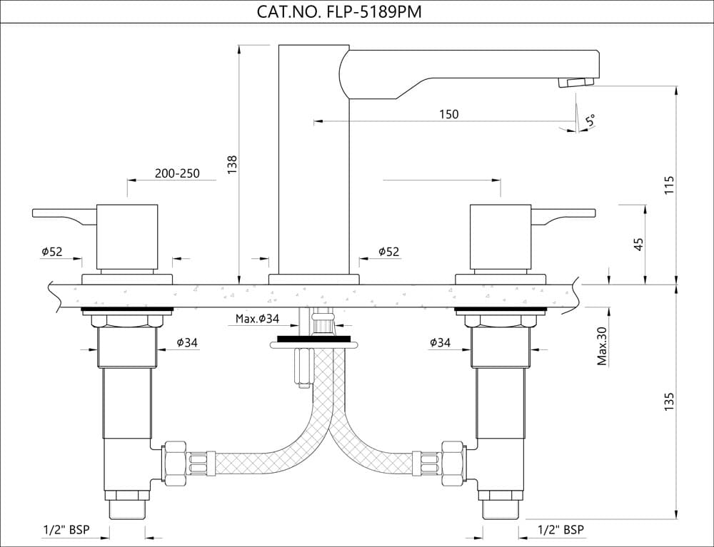 Jaquar 3-Hole Basin Mixer Florentine Prime series FLP-BLM-5189PM Black Matt - image 2