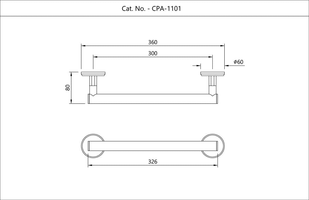 Jaquar Grab bar 300mm Long Continental Prime Accessories series CPA-CHR-1101 Chrome - image 2