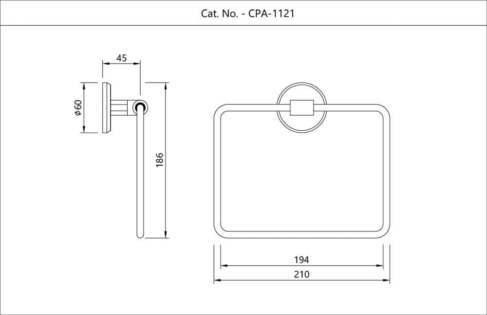 Jaquar Towel Ring Square with Round Flange Continental Prime Accessories series CPA-CHR-1121 Chrome - image 2