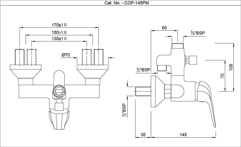 Jaquar Single Lever Exposed Shower Mixer Continental Prime series COP-CHR-145PM Chrome - image 2