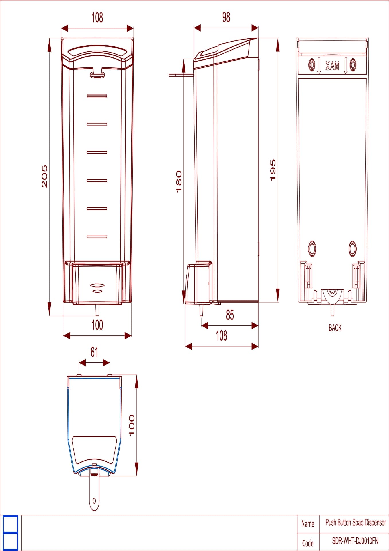 Jaquar Soap Dispenser - Push Button Soap Dispensers by Jaquar series SDR-WHT-DJ0010FN White Glass - image 2