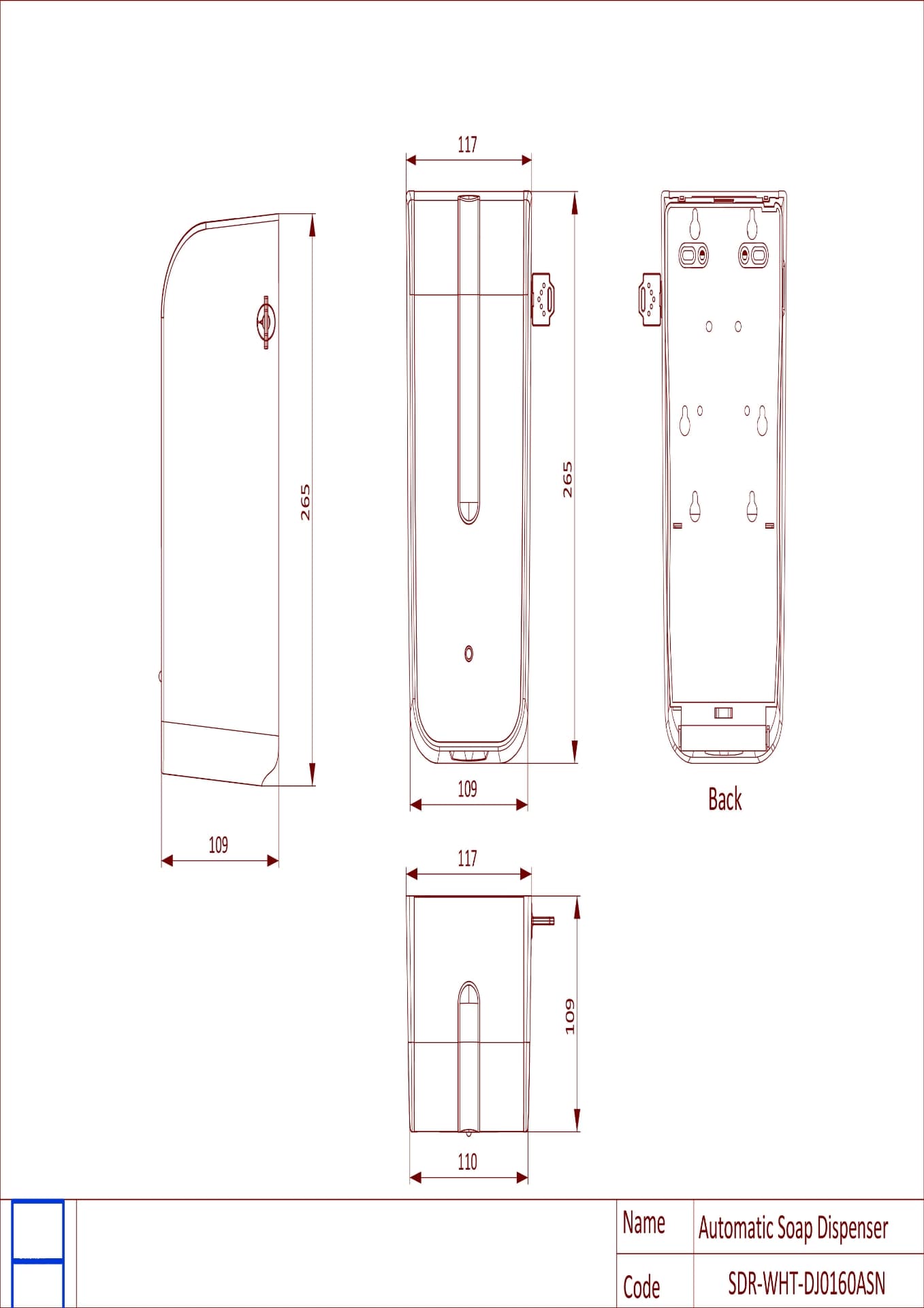 Jaquar Soap Dispenser - Automatic Soap Dispensers by Jaquar series SDR-BLC-DJ0160ASN Standard - image 2