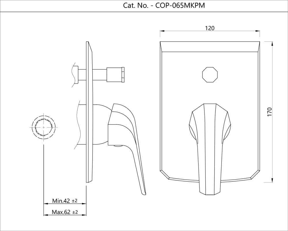 Jaquar Single Lever Exposed Parts Kit of Diverter Continental Prime series COP-CHR-065MKPM Chrome - image 2