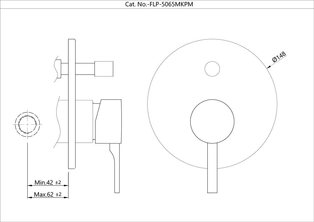 Jaquar Single Lever Exposed Parts Kit of Diverter Florentine Prime series FLP-BCH-5065MKPM Black Chrome - image 2