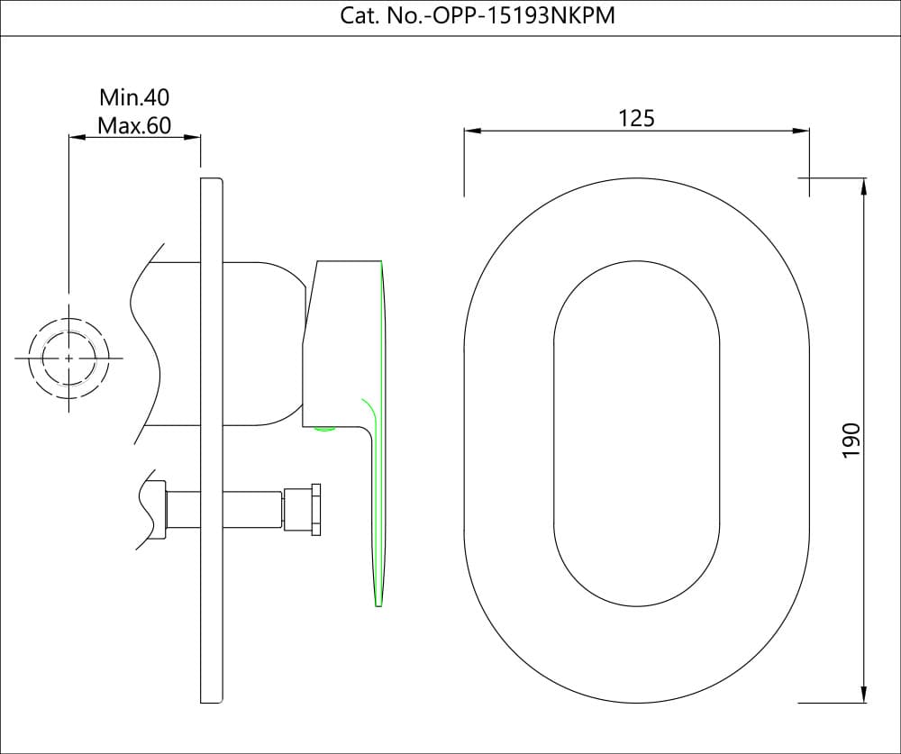 Jaquar 3-Inlet Single Lever Concealed Diverter Diverters series OPP-BCH-15193NKPM Black Chrome - image 2
