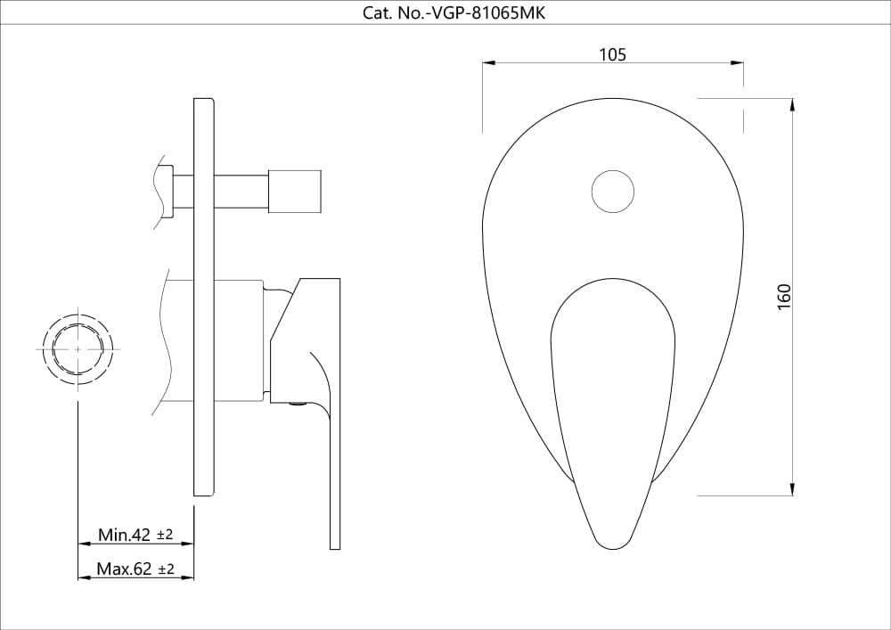 Jaquar Single Lever Exposed Parts Kit of Diverter Vignette Prime series VGP-CHR-81065MK Chrome - image 3