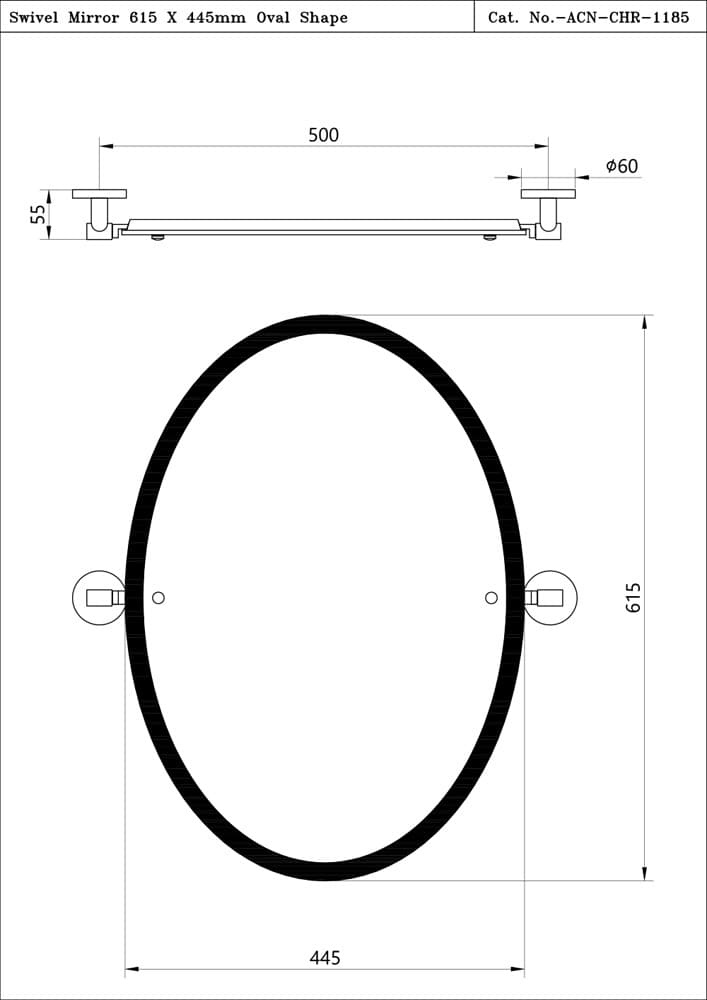 Jaquar Swivel Mirror 615 X 445mm Oval Shape Continental series ACN-CHR-1185 Chrome - image 2