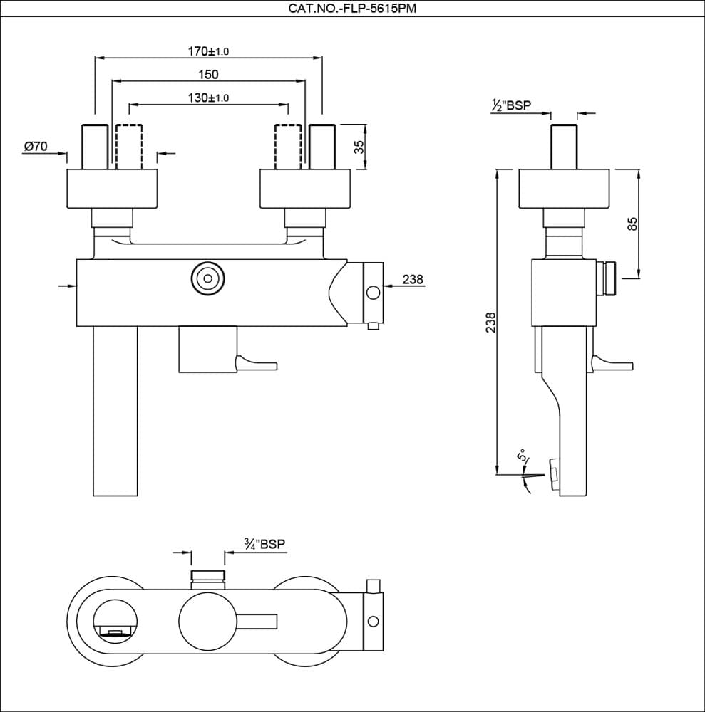Jaquar Exposed Thermostatic Bath & Shower Mixer Thermostatic Mixers series FLP-BLM-5615PM Black Matt - image 2