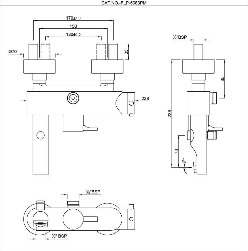 Jaquar Exposed Thermostatic Bath & Shower Mixer 3-in-1 Thermostatic Mixers series FLP-BCH-5663PM Black Chrome - image 2